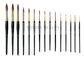 Cepillos redondos puros del arte del clavo de Kolinsky de la naturaleza fabulosa con la virola y la manija negra 15 PCS del oro